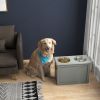 Raised Dog Feeding Station with 2 Stainless Steel Bowls and Storage for Large Dogs and Other Large Pets Gray